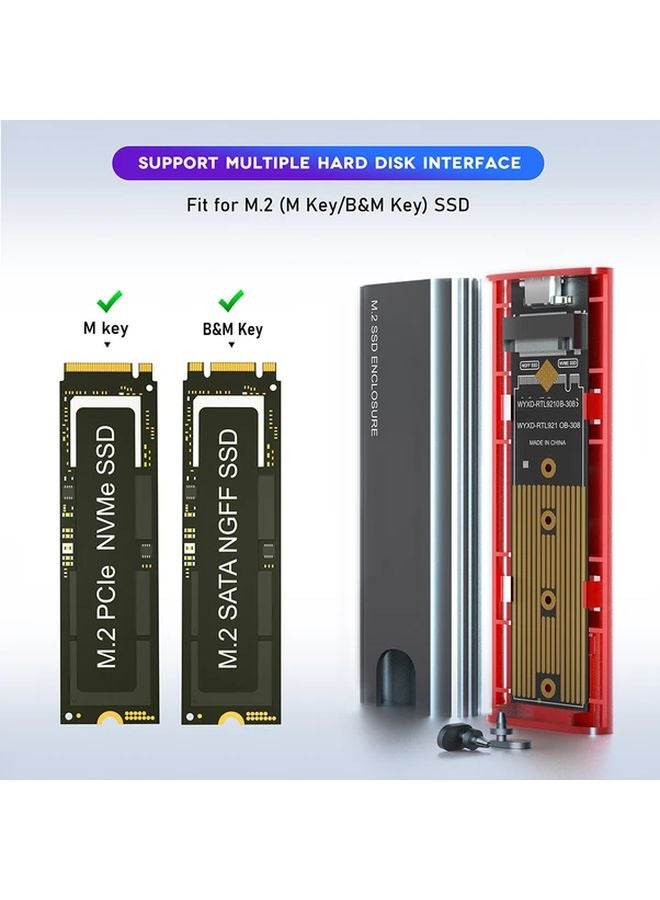 Grey M 2 Dual Protocol Hard Drive Docking Station NVMe SATA SSD Enclosure 10Gbps - Image 1